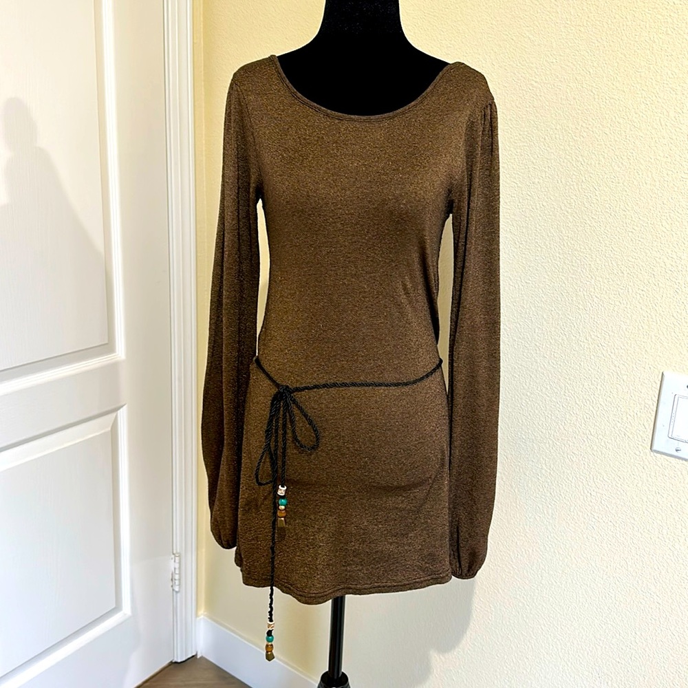 Copper mini dress or long top. Boho. Vintage. Made by MICHAEL STARS. OSFM